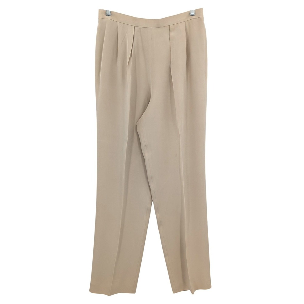 Carlisle Beige Dress Pants Flat Front Straight Leg Minimalist Size 14
